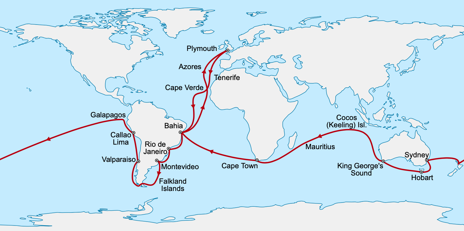 carte voyage charles darwin